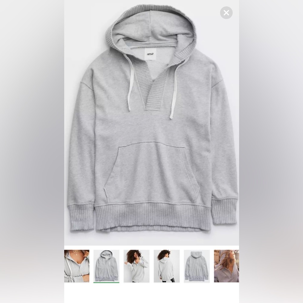 American Eagle Outfitters Light Gray Pullover Hoodie